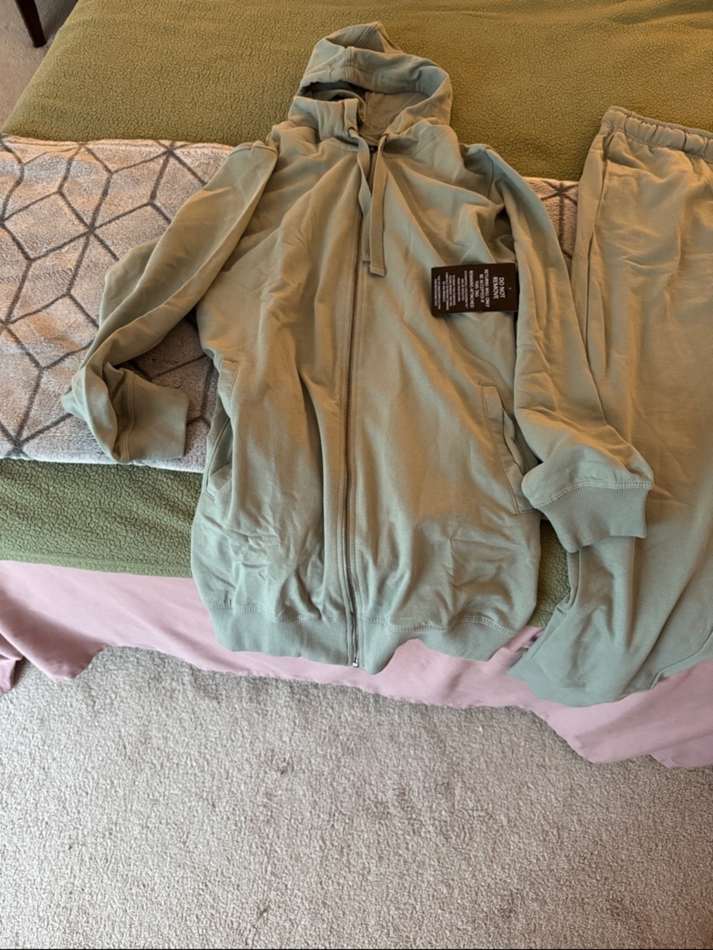 Sage Green Zip-Up Hoodie & Joggers Set